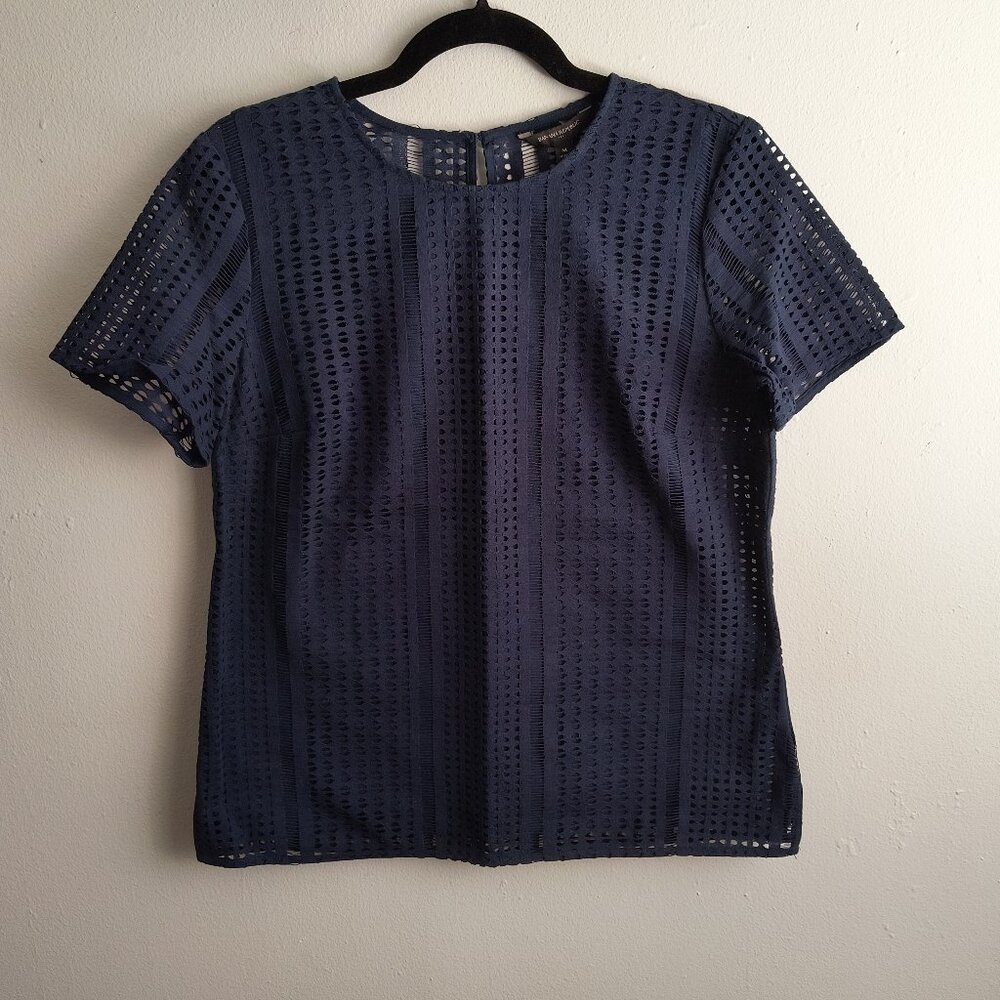 NWT Banana Republic Factory Navy Eyelet Blouse Shirt